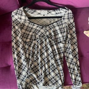 Vive Maria Black and White Plaid Long Sleeve Top Size S